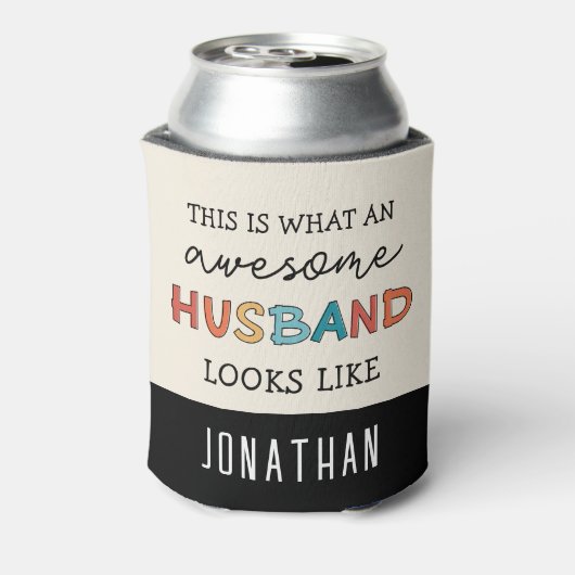 カスタム素晴らしおもしろい夫の贈り物 缶クーラー (缶裏面)