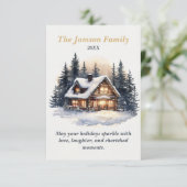 カスタム素朴ウィンターキャビンホリデーカード 出欠カード (スタンド正面)