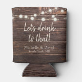 カスタム素朴ウェディングパーティーフェイスバーンドウッドライト 缶クーラー (裏面)