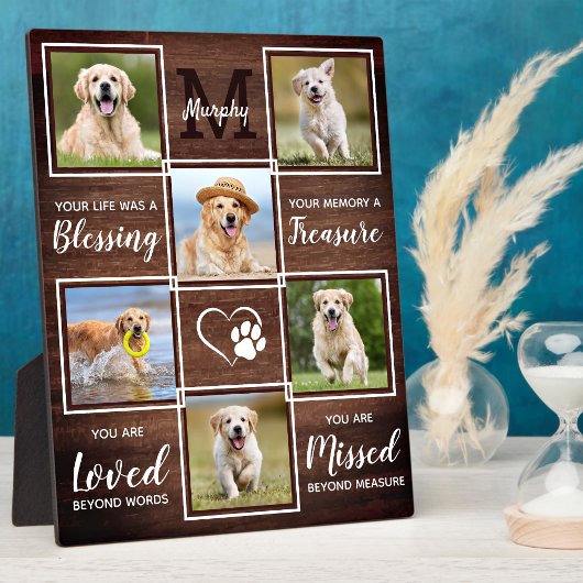 カスタム素朴ウッドペット記念6フォトコラージュ フォトプラーク