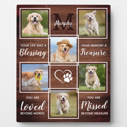 カスタム素朴ウッドペット記念6フォトコラージュ フォトプラーク (正面)