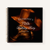 カスタム素朴カウボーイ誕生日ゲストブック ノートブック (正面)