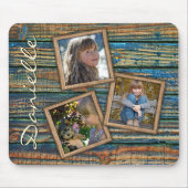 カスタム素朴カントリーファームハウスウッドグレインパターン マウスパッド (正面)