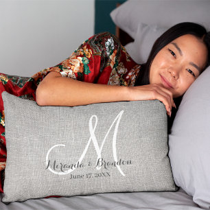 カスタム素朴グレイプリント周年枕 ランバークッション