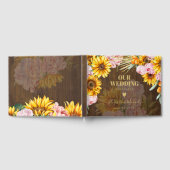 カスタム素朴サンフラワーズピンク結婚ローズ ゲストブック (全面)