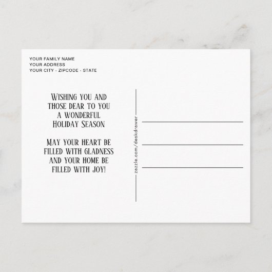 カスタム素朴シーズングリーティングホリデーカード ポストカード (裏面)