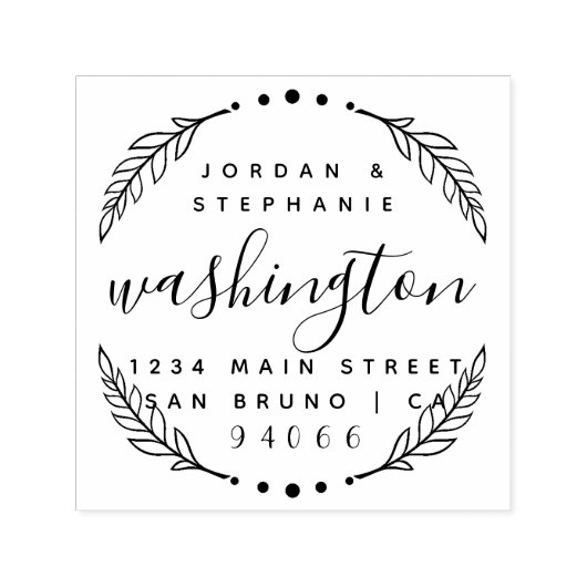 カスタム素朴スクリプトたった今結婚しました差出人住所 セルフインキングスタンプ (デザイン)