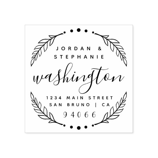 カスタム素朴スクリプトたった今結婚しました差出人住所 ラバースタンプ (インプリント)