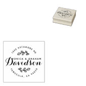 カスタム素朴タイポグラフィ |たった今結婚しましたアドレス ラバースタンプ (押印)