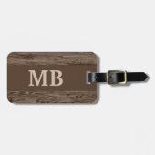 カスタム素朴ダークブラウンフェイク木目 ラゲッジタグ (正面横)