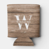 カスタム素朴ファームハウスファミリーモノグラムネームウッド 缶クーラー (裏面)