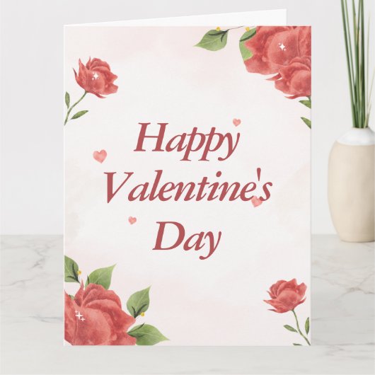 カスタム素朴フローラ光沢&トレンディーバレンタイン カード (正面)