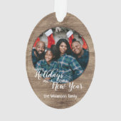 カスタム素朴ホリデーシーズングリーティングデザイン オーナメント (裏面)