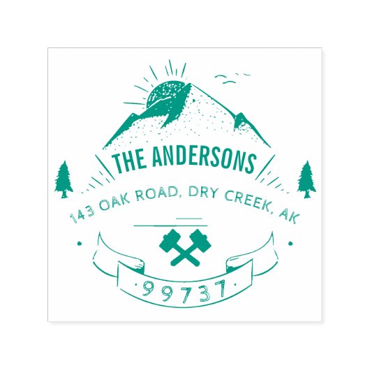 カスタム素朴マウンテンファミリーネーム差出人住所 セルフインキングスタンプ (デザイン)