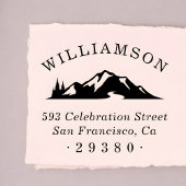 カスタム素朴マウンテンファミリーネーム差出人住所 ラバースタンプ