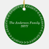 カスタム素朴モダンリースフォトグリーンホリデー セラミックオーナメント (裏面)