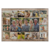 カスタム素朴モダン家族フォトコラージュキープサケ カッティングボード (正面)