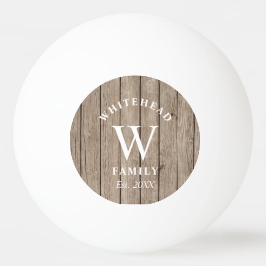 カスタム素朴モノグラムタンウッド 卓球ボール (正面)