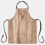 カスタム素朴モノグラムファミリー名ウッドバック エプロン (正面)