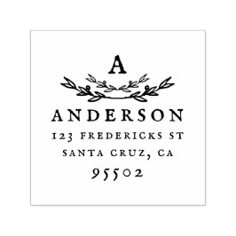 カスタム素朴モノグラム姓差出人住所 セルフインキングスタンプ