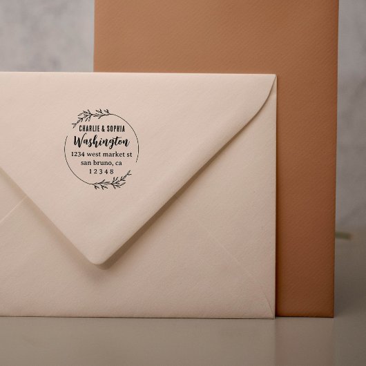 カスタム素朴リース結婚した対差出人住所 セルフインキングスタンプ