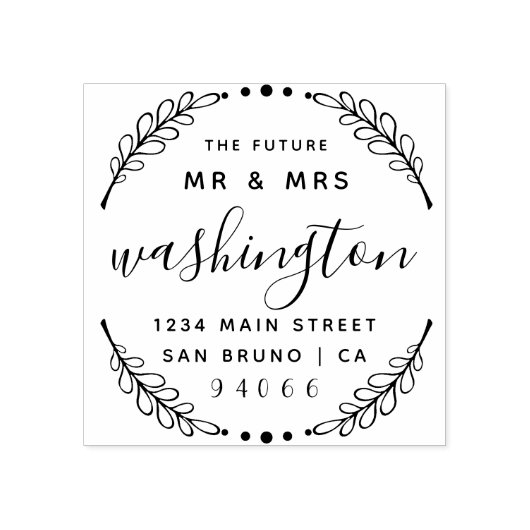 カスタム素朴リース |今後の住所 ラバースタンプ (インプリント)