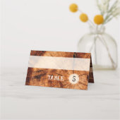 カスタム素朴ヴィンテージ木のスライス表の番号 プレイスカード (正面)