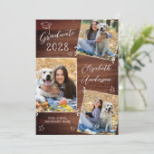 カスタム素朴卒業生3写真卒業 招待状 (スタンド正面)