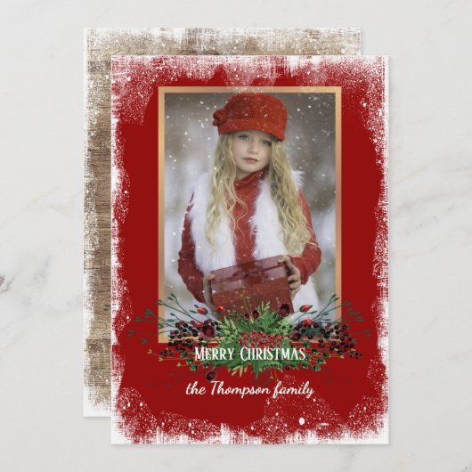 カスタム素朴季節の挨拶 シーズンカード (正面/裏面)