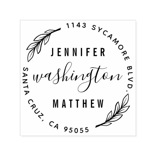 カスタム素朴新結婚円差出人住所 セルフインキングスタンプ (デザイン)