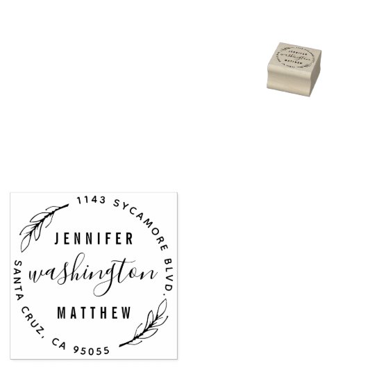 カスタム素朴新結婚円差出人住所 ラバースタンプ (押印)