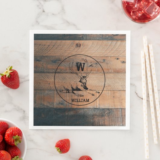 カスタム素朴木の質感と鹿モノグラム (インサイチュ)