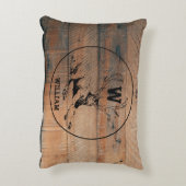 カスタム素朴木の質感と鹿モノグラム アクセントクッション (裏面(縦))