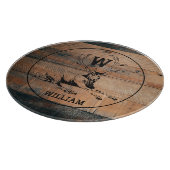 カスタム素朴木の質感と鹿モノグラム カッティングボード (角)