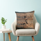 カスタム素朴木の質感と鹿モノグラム クッション (椅子)