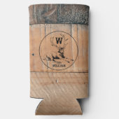 カスタム素朴木の質感と鹿モノグラム スリム缶クーラー (裏面)