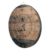 カスタム素朴木の質感と鹿モノグラム ダーツボード (正面右)