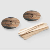 カスタム素朴木の質感と鹿モノグラム ハンドファン (組立なし)