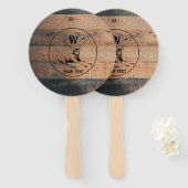 カスタム素朴木の質感と鹿モノグラム ハンドファン (正面&裏面)