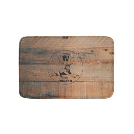 カスタム素朴木の質感と鹿モノグラム バスマット