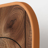 カスタム素朴木の質感と鹿モノグラム ピックルボールラケット (左詳細)