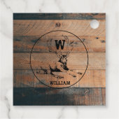 カスタム素朴木の質感と鹿モノグラム フェイバータグ (裏面)