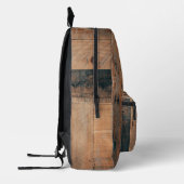 カスタム素朴木の質感と鹿モノグラム プリントバックパック (左)