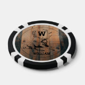 カスタム素朴木の質感と鹿モノグラム ポーカーチップ (シングル)