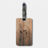 カスタム素朴木の質感と鹿モノグラム ラゲッジタグ (裏面縦)
