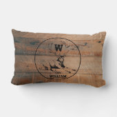 カスタム素朴木の質感と鹿モノグラム ランバークッション (裏面)