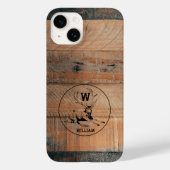 カスタム素朴木の質感と鹿モノグラム Case-Mate iPhoneケース (裏面)