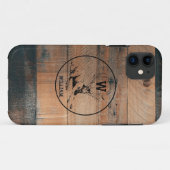カスタム素朴木の質感と鹿モノグラム Case-Mate iPhoneケース (裏面(横))