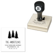 カスタム素朴木ファミリ名差出人住所 ラバースタンプ (押印)