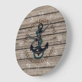 カスタム素朴灰色の茶色の風化した厚板パターン ラージ壁時計 (傾斜)